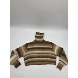 Cider Multicolor Camel Turtleneck Cropped Sweater size Small